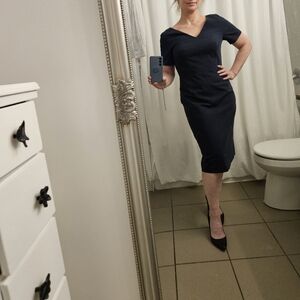 Closet Clear Out Dusky Dark Blue Wool BR Dress